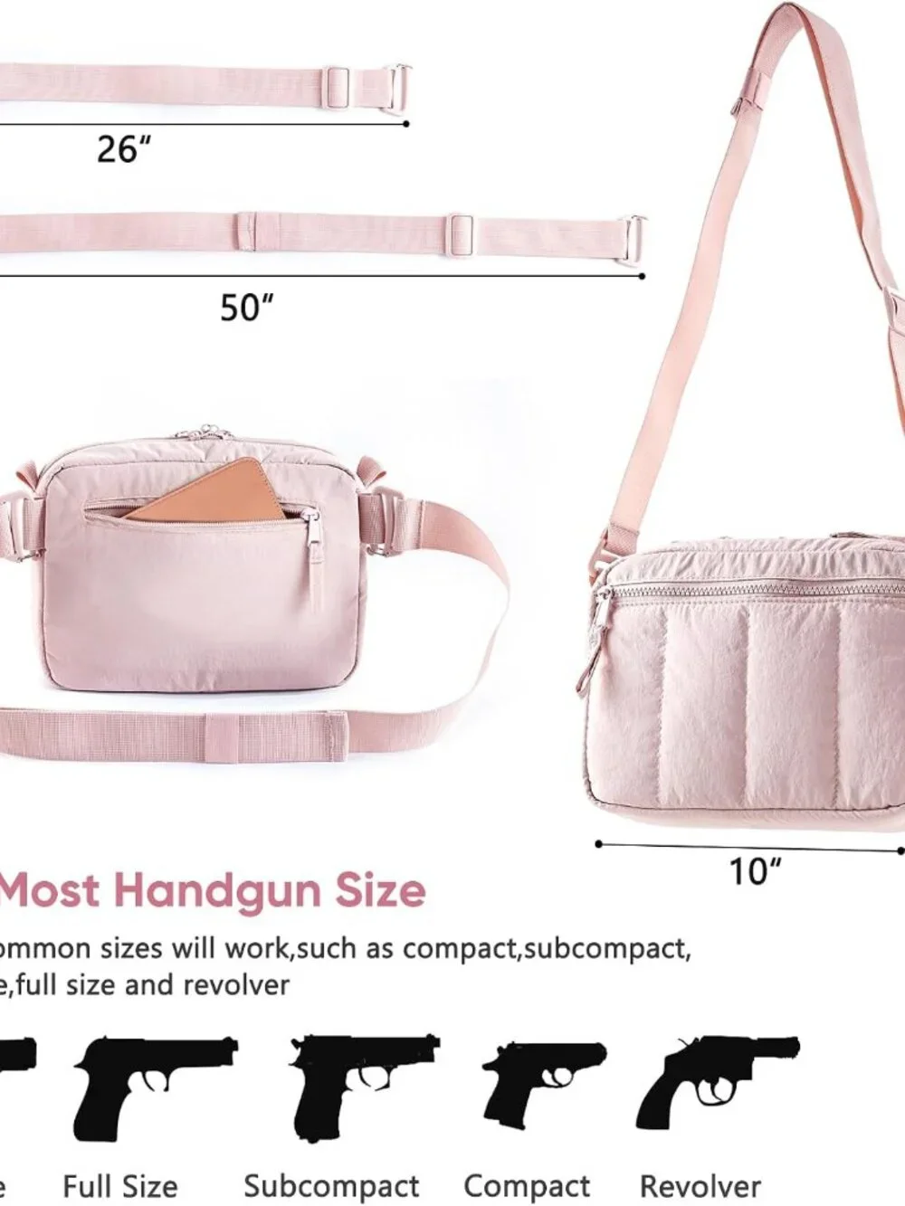 Soft Pistol Case for Women, Waist & Crossbody Concealed Carry Purse Gun Bag with - Picture 3 of 6